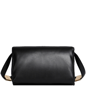 Marni Prisma Leather Shoulder Bag, Sort